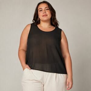 Sheer Black Tank Cami 2XL XXL Gothic‎ Lagenlook Y2K Indie Sleaze